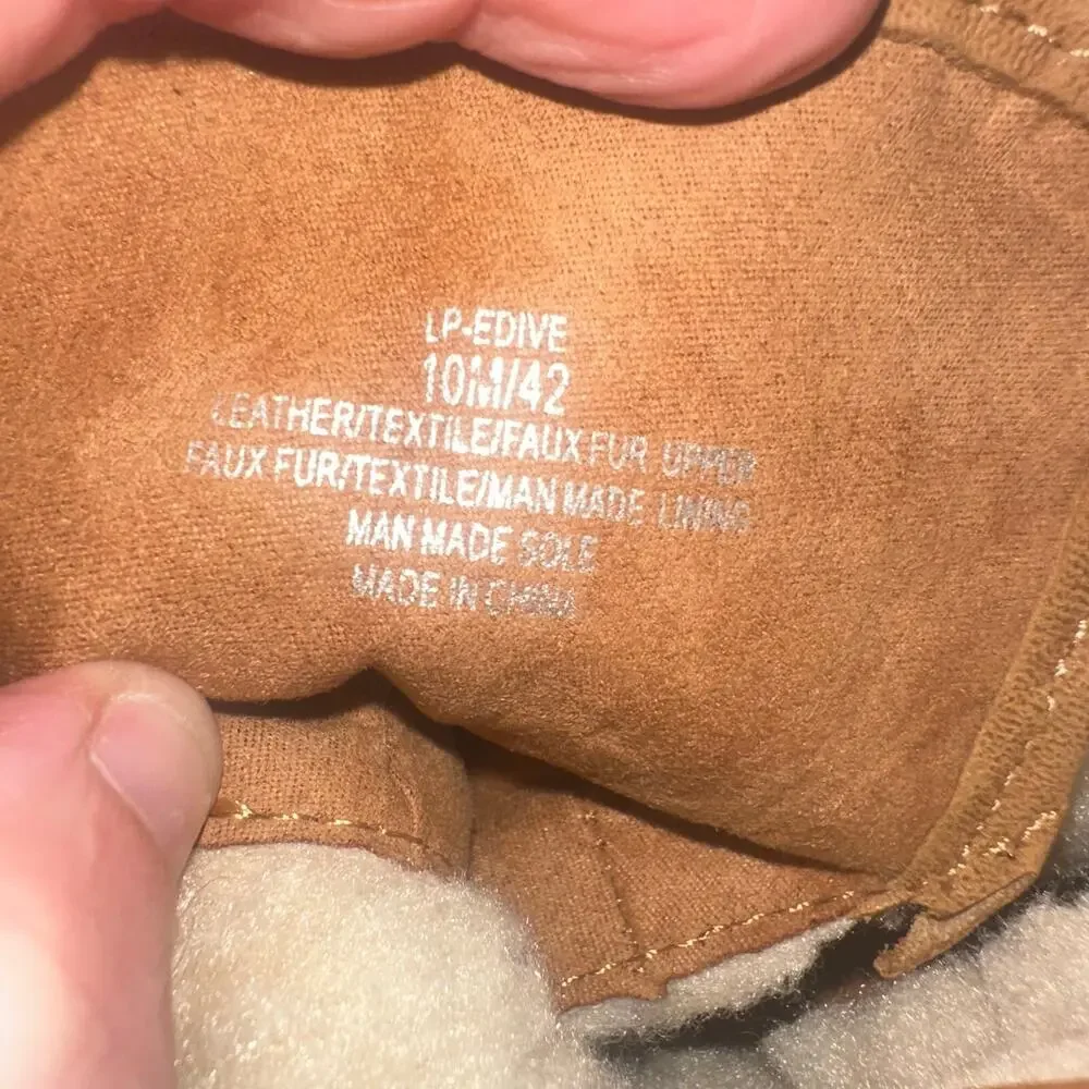 Lucky Brand LP-EDIVE Plaid Faux Fur Lace Up Lug Sole Boots Tan Brown Sz 10